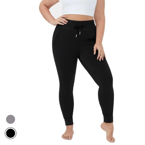 Plus Size Pet Hair Resistant High Waisted Drawstring Joggers