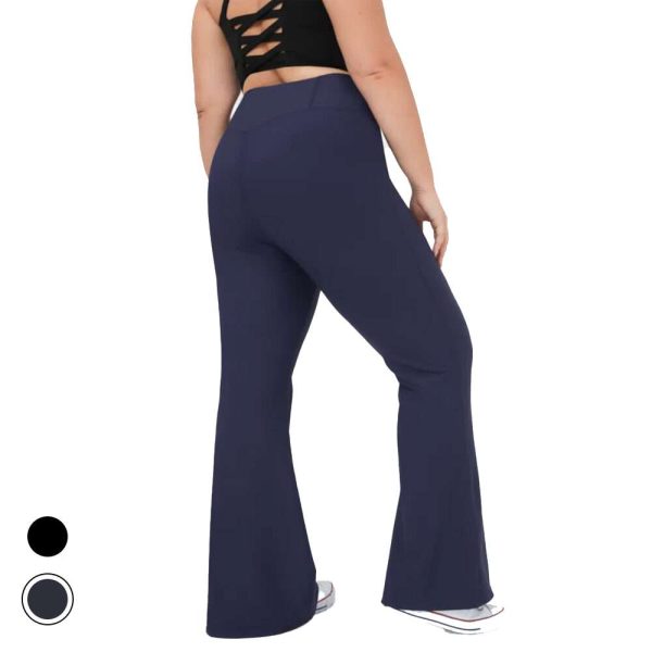 Plus Size Pet Hair Resistant High Waisted Flare Leggings