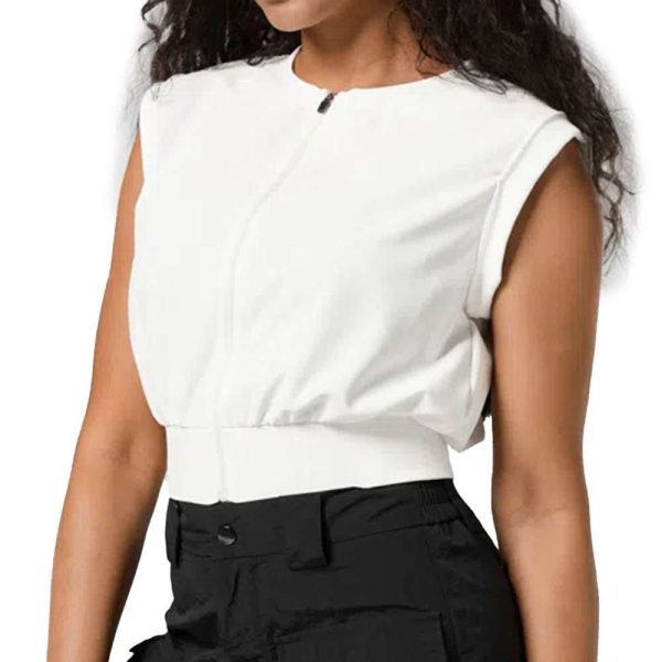 Hair Resistant Zipper Cropped Vest Jacket